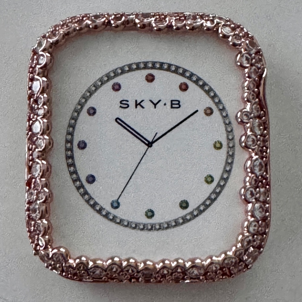 SKY•B Champagne Bubbles Apple Watch Bezel Rose Gold CZ 44mm